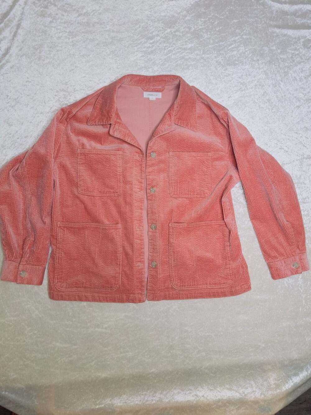 O'Neill Corduroy Jacket Size L Pink Workwear Chore Button Up